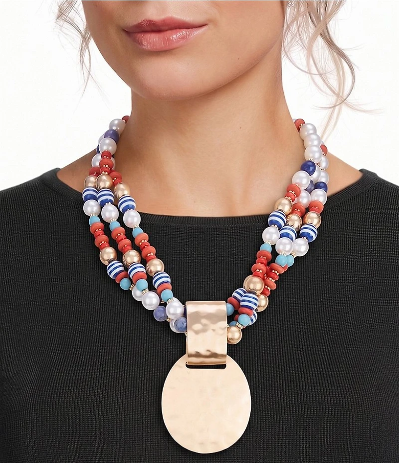 Southern Living Mixed Media Torsade Pendant Statement Necklace