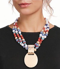 Southern Living Mixed Media Torsade Pendant Statement Necklace