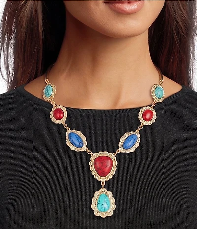 Southern Living Mixed Stone Statement Necklace