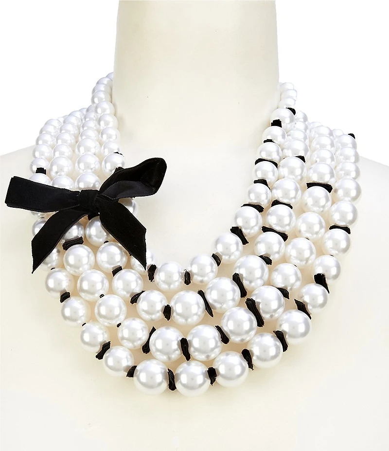 Southern Living Multi Layered Pearl Statement Necklace with Bow