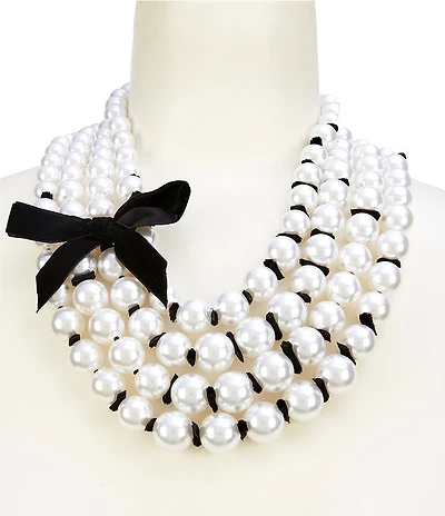 Southern Living Multi Layered Pearl Statement Necklace with Bow