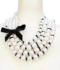 Southern Living Multi Layered Pearl Statement Necklace with Bow