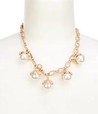 Southern Living Multi Pearl Drop Rope Textured Oval Link Chain Necklace