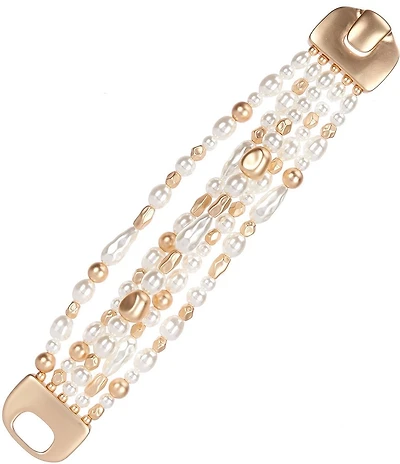 Southern Living Multi Shape Pearl & Bead Multi Row Line Bracelet