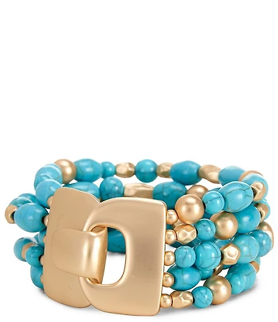 Southern Living Multi Shape Turquoise Beaded 5-Row Line Bracelet