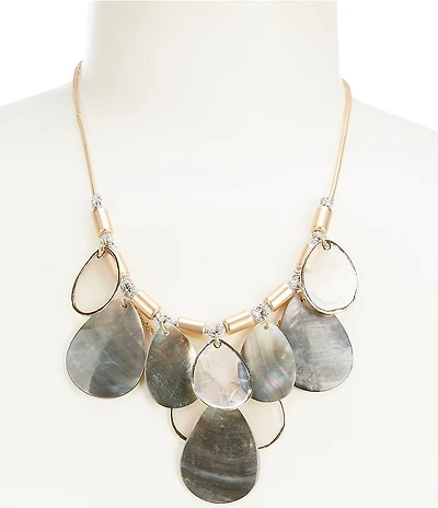 Southern Living Multi Shell Shakey Teardrop Frontal Collar Necklace