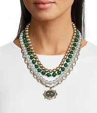 Southern Living Multi Strand Short Coin Pendant Statement Necklace