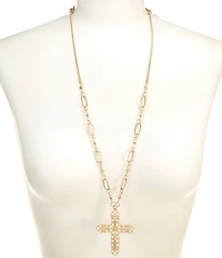 Southern Living Multi Textured Cross Long Pendant Necklace