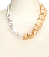 Southern Living Organic Large Rhinestone Pearl Collar Necklace