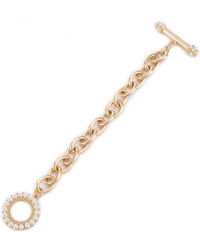 Southern Living Oval Link Chain Pearl Line Bracelet