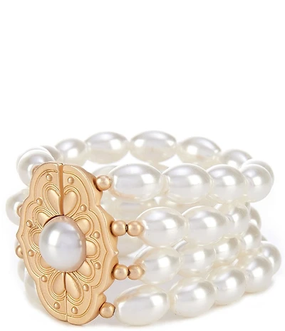 Southern Living Oval Pearl Beaded Multi Row Line Bracelet