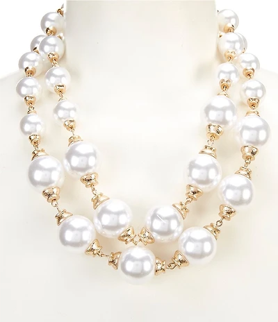 Southern Living Oversized Pearl Double Short Multi Strand Necklace