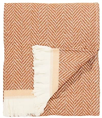 Southern Living Parker Herringbone Yarn Dyed Fringed Cotton Throw