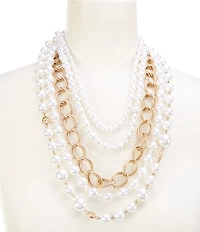 Southern Living Pearl and Chain Multi Strand Statement Necklace