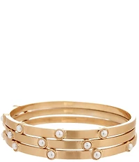Southern Living Pearl and Gold Bangle Bracelet Set