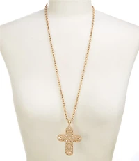 Southern Living Pearl Cross Long Statement Pendant Necklace