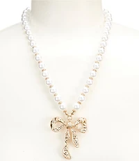 Southern Living Pearl Short Pendant Necklace with Bow