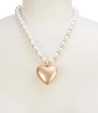 Southern Living Pearl Strand Polished Heart Short Statement Pendant Necklace