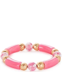Southern Living Pink Floral Print Bead Stretch Bracelet