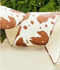 Southern Living Plaid Tidings Collection Western Cow Print Decorative Ribbon