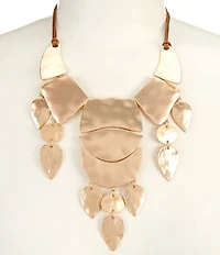 Southern Living Rawhide Cord Multi Shape Metal Frontal Statement Necklace