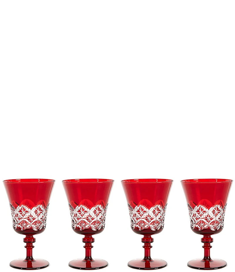 Southern Living Red Etched Goblets, Set of 4