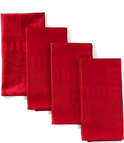 Southern Living Red Jaquard Damask Napkins, Set of 4