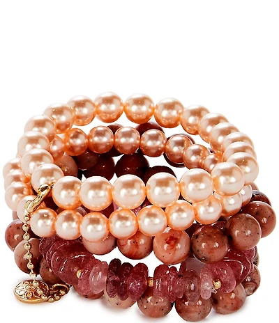 Southern Living Semi Precious and Pearl Stretch Bracelet Set