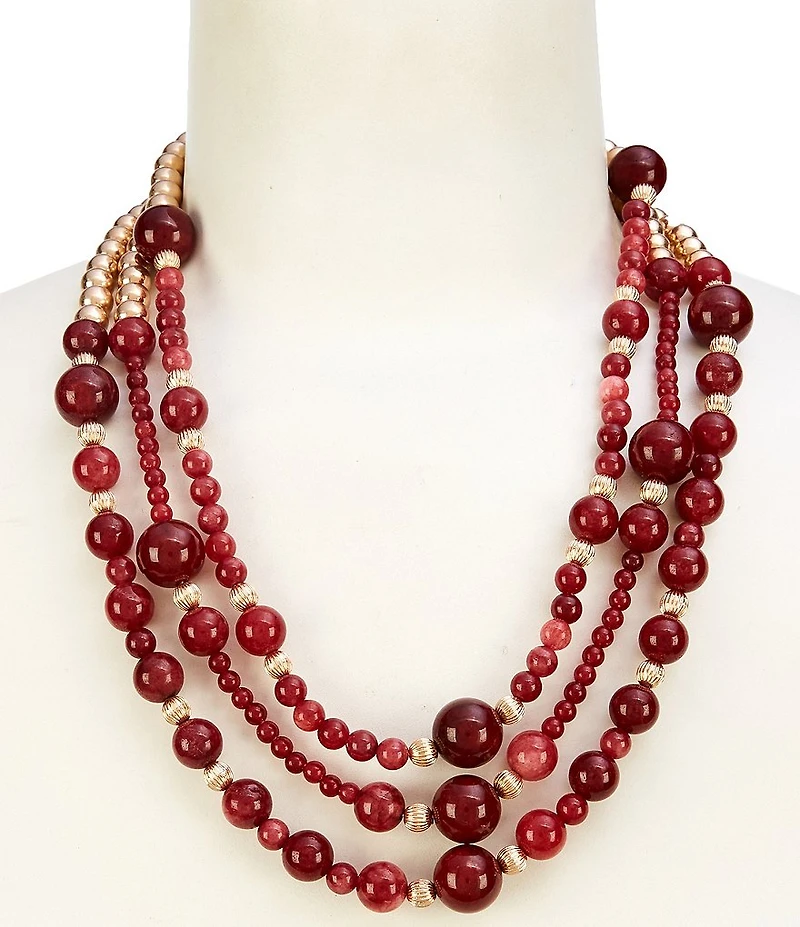 Southern Living Semi Precious Beaded Multi Short Multi Strand Necklace