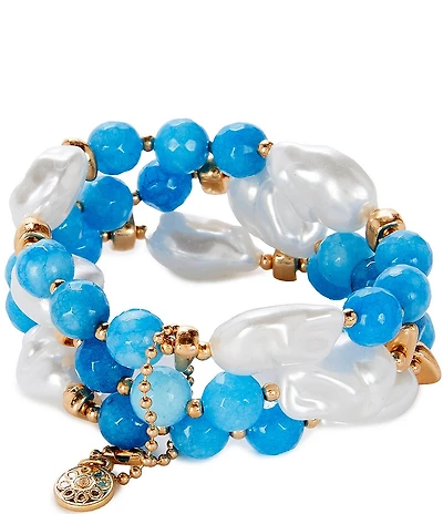 Southern Living Semi Precious Pearl Stretch Bracelet Set