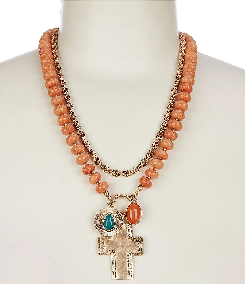 Southern Living Semi Precious Stone Collar Necklace with Pendants