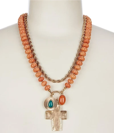 Southern Living Semi Precious Stone Collar Necklace with Pendants