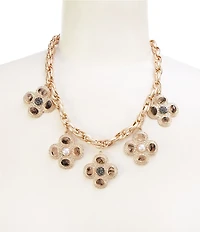 Southern Living Semi Precious Stone Cross Charms Chain Statement Necklace