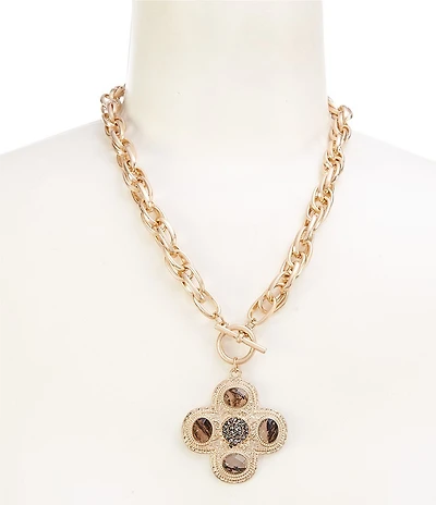 Southern Living Semi Precious Stone Cross Short Pendant Necklace