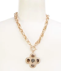 Southern Living Semi Precious Stone Cross Short Pendant Necklace