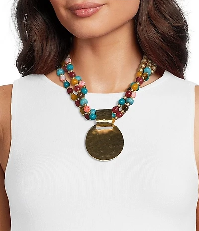 Southern Living Semi Precious Torsade Beaded Statement Necklace