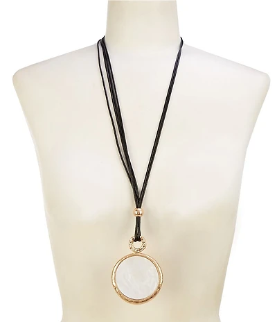 Southern Living Shell Disc Corded Long Pendant Necklace