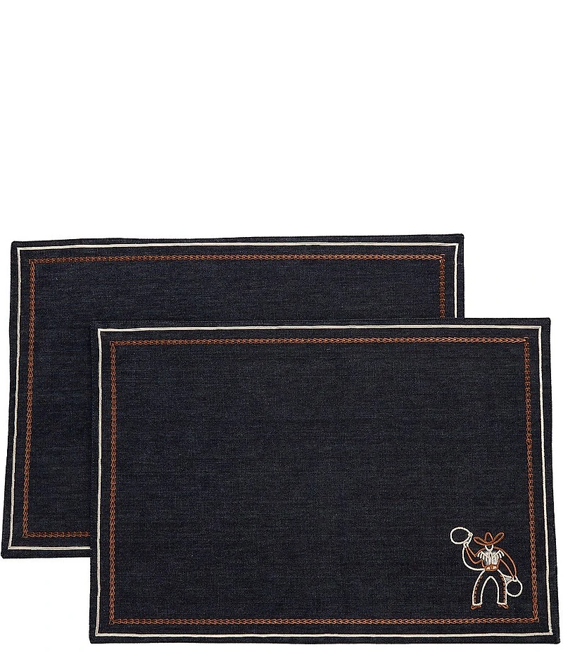Southern Living Simplicity Collection Denim Western Cowboy Placemats, Set of 2