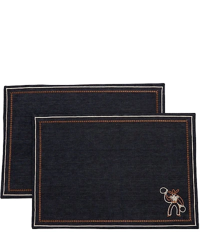 Southern Living Simplicity Collection Denim Western Cowboy Placemats, Set of 2