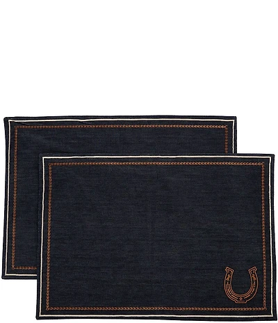 Southern Living Simplicity Collection Denim Western Horseshoe Placemats. Set of 2