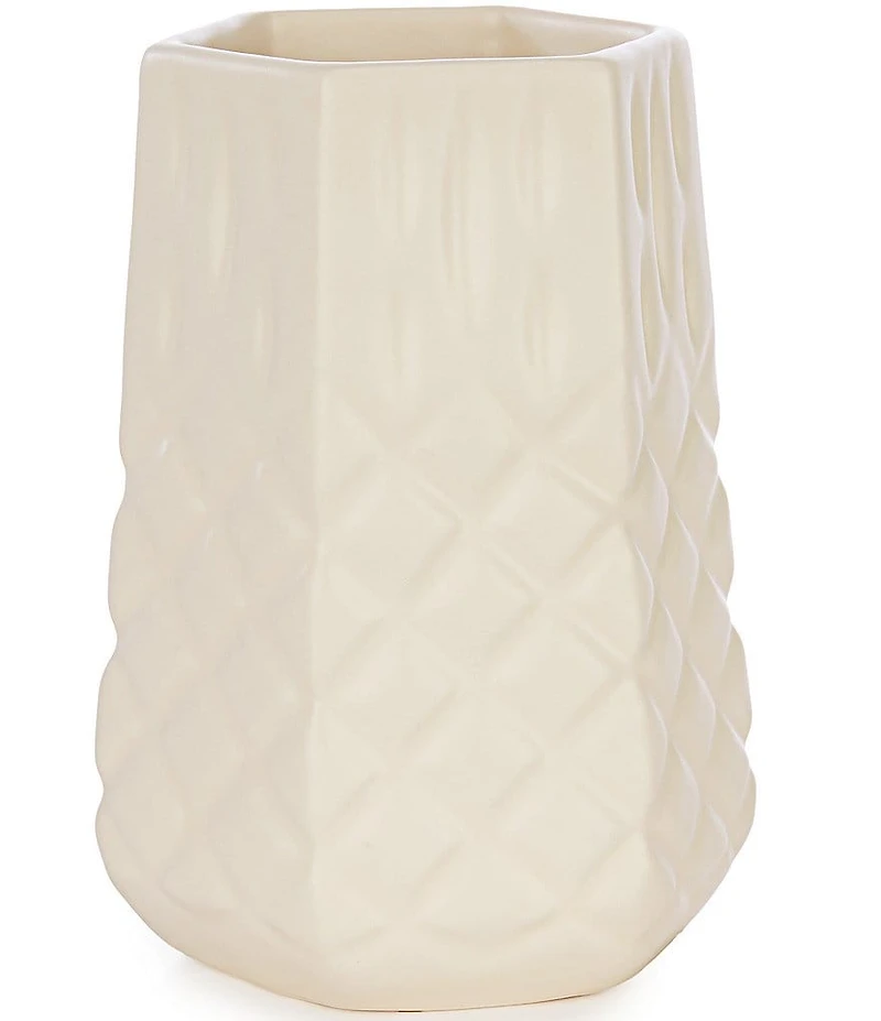 Southern Living Simplicity Collection Matte Cream Faceted Hexagonal-Shape Bud Vase