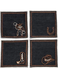 Southern Living Simplicity Collection Western Embroidered Cocktail Napkins, Set of 4
