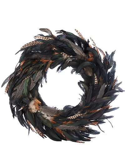 Southern Living Simplicity Festive Fall 24#double; Feather Boxwood Wreath