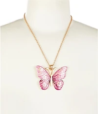 Southern Living Spring Floral Print Butterfly Short Pendant Necklace