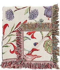 Southern Living Stella Floral Bird Tapestry Fringed Throw Blanket