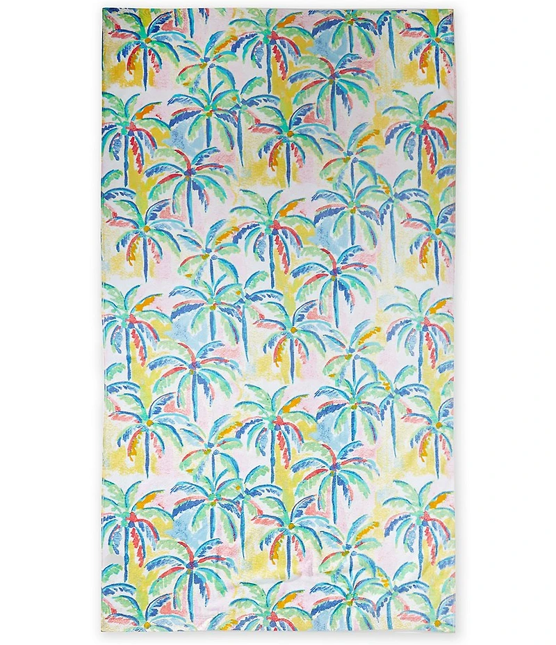Southern Living Summer Shop Collection Palm Tree Print Fringed Beach Towel