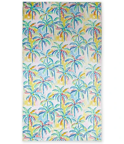 Southern Living Summer Shop Collection Palm Tree Print Fringed Beach Towel