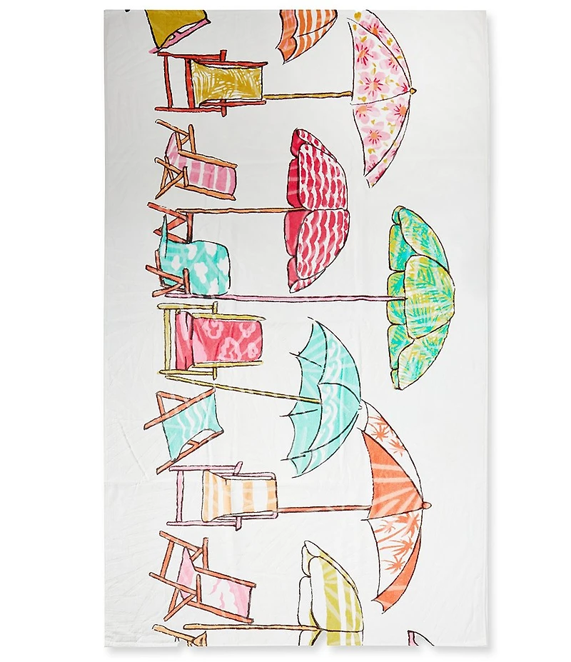 Southern Living Summer Shop Collection Umbrella Print Beach Towel