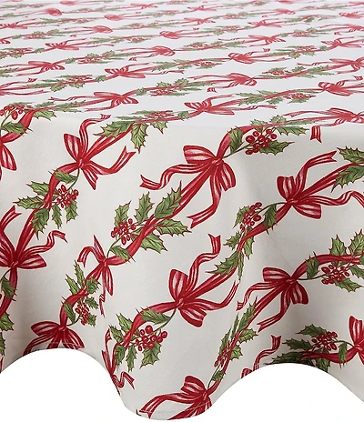 Southern Living Sweet Christmas Collection Red Bow Poinsettia Print Runner, 70#double;