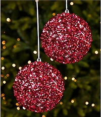 Southern Living Sweet Christmas Collection Sequin Shatterproof Ball Ornament, Set Of 2